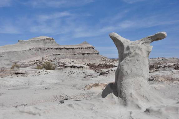 Estranha formação rochosa no Parque Provincial Ischigualasto, na Argentina